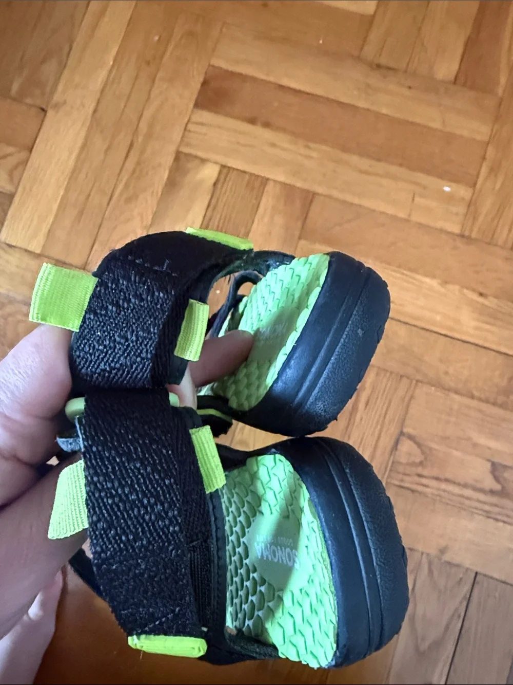 Sonoma Black and Neon Green Kids' Sport Sandals